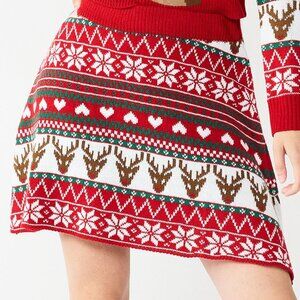 Juniors' Born Famous Reindeer Skater Skirt-NWOT